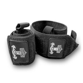 Picture is showing a very stiff wrist wraps for heavy lifting with white BigZIG logo on rubber piece