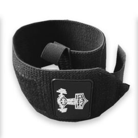 Picture is showing a very stiff wrist wraps for heavy lifting with white BigZIG logo on rubber piece